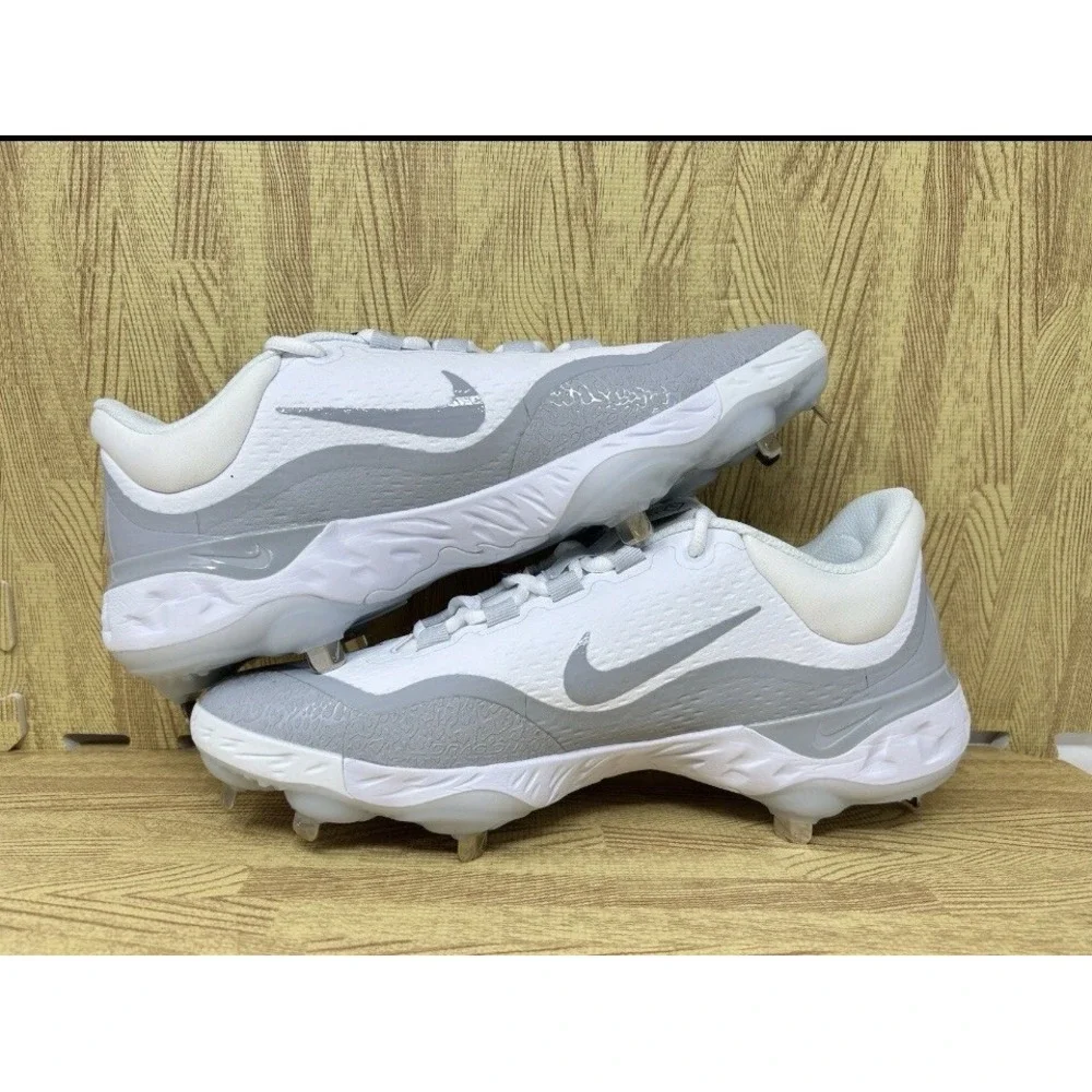 Nike Alpha Huarache Elite 4 Size 8 Grey White Metal Baseball‎ Cleats FD2745-104